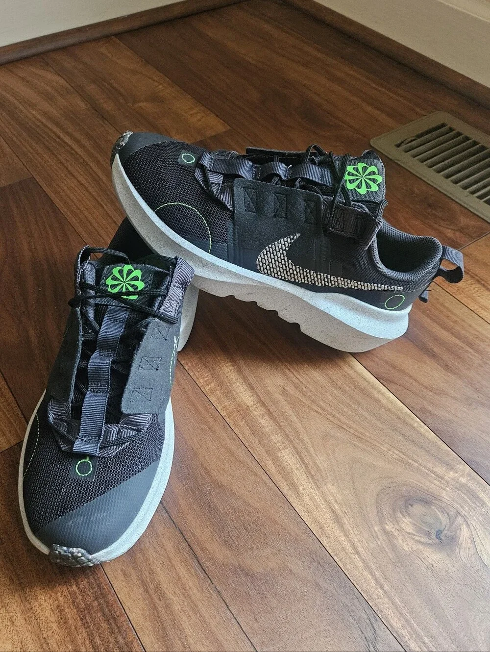 Nike Kids Black Sneakers with Neon Green Accents